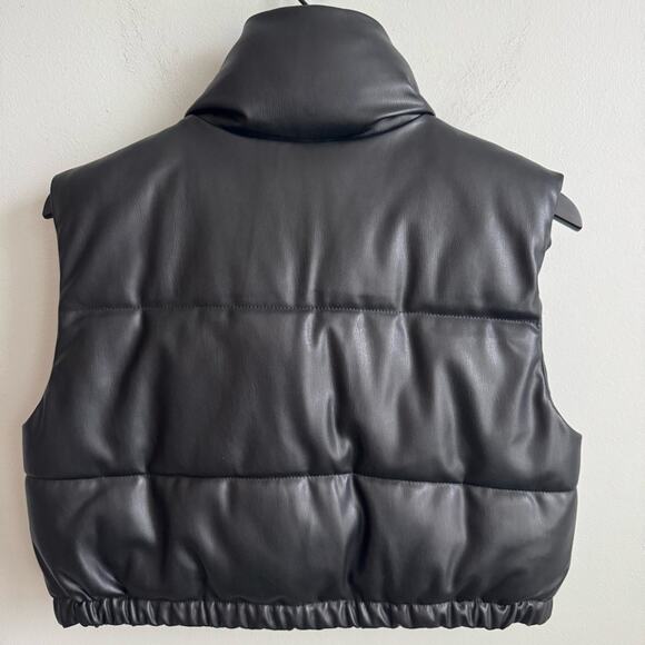 Zara Faux Leather Cropped Puffer Vest in Black Size XS - Picture 8 of 13